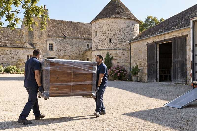 Commode traversant une cour de ferme : chantier Rue Alan Turing