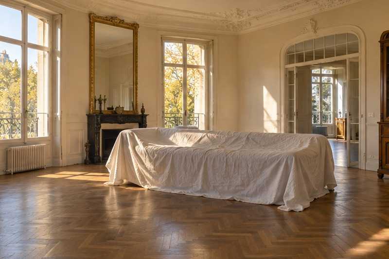 Drap de coton sur un canapé blanc