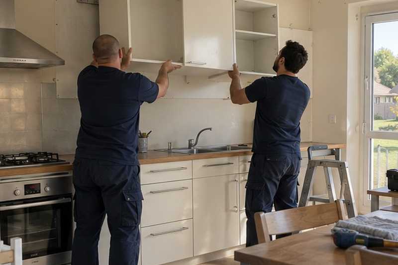 Meubles hauts de cuisine décrochés : chantier Rue de la Champagne