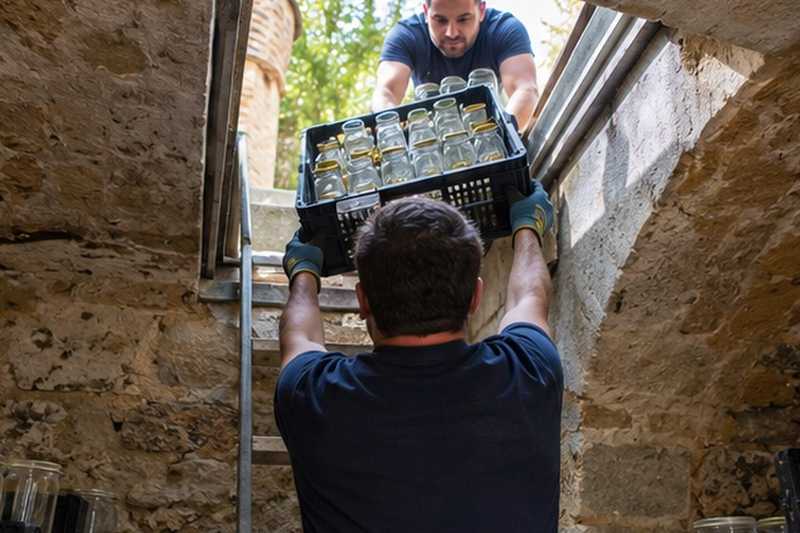 Bocaux remontés par la trappe : chantier Rue des Écoles
