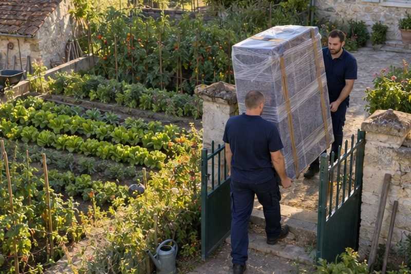 Armoire passée par le potager : chantier Rue de l’Europe