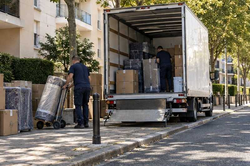 Camion sur une aire de livraison