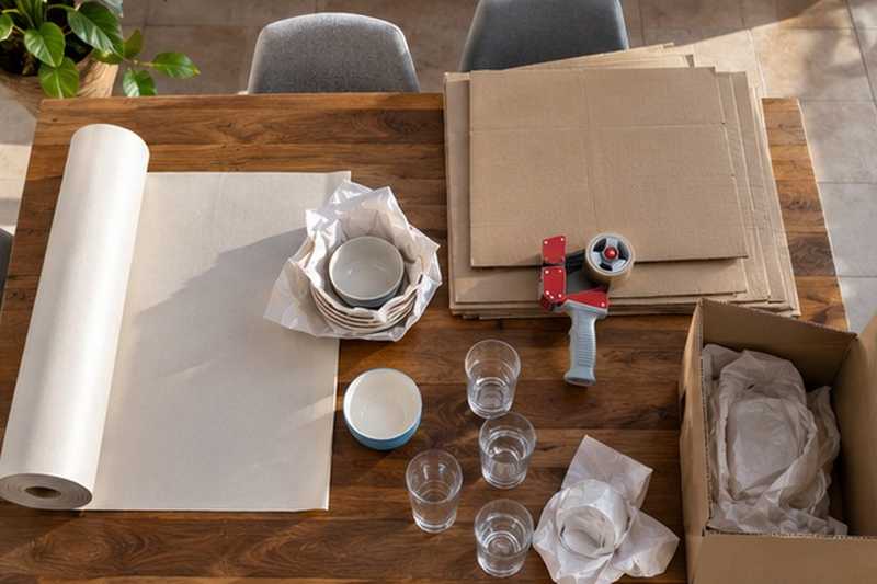 Poste d’emballage sur la table