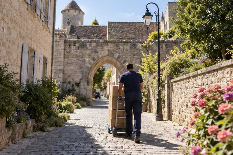 Chariot vers une porte des remparts : chantier Rue de l’Église