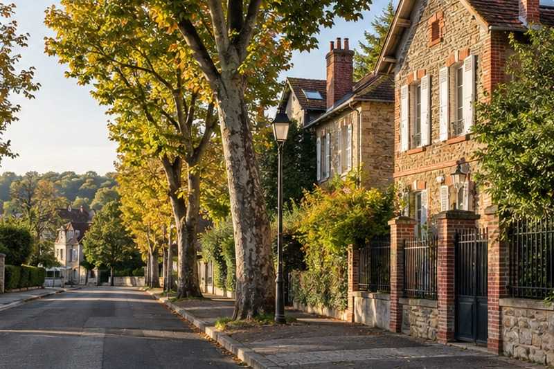 Rue de villas en meulière, Savigny-le-Temple