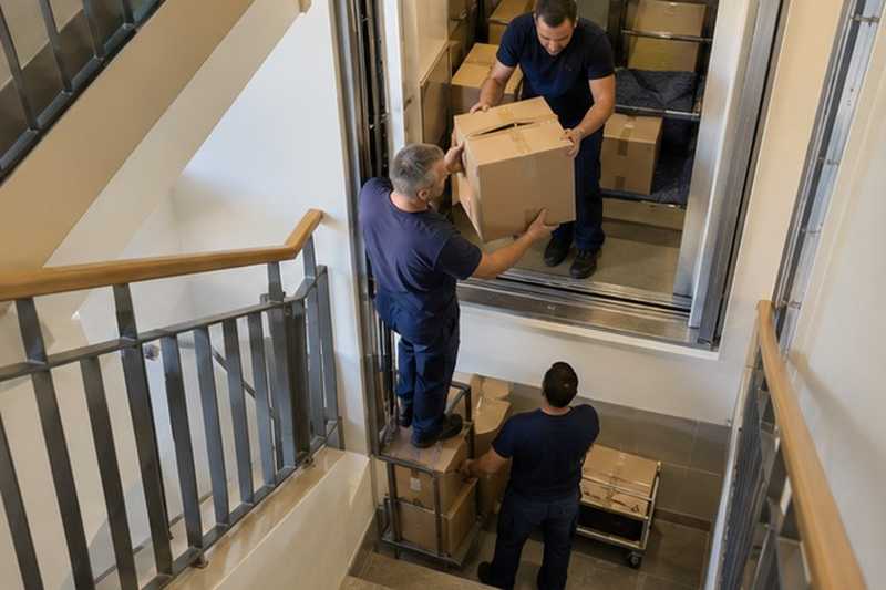Rotation des cartons entre étages : chantier Rue Ampère