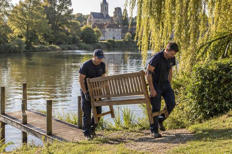 Banc éloigné du ponton : chantier Rue Béranger