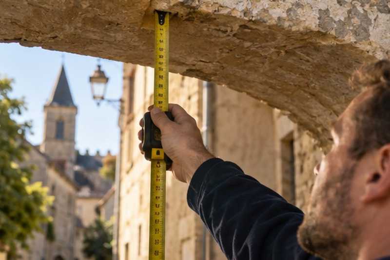 Hauteur du porche mesurée : chantier Rue Benenisse