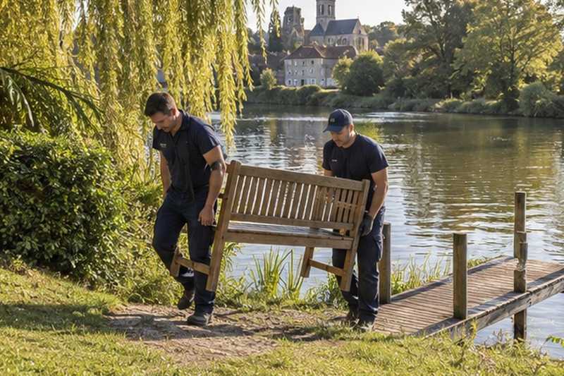 Banc éloigné du ponton : chantier Rue de Beaune