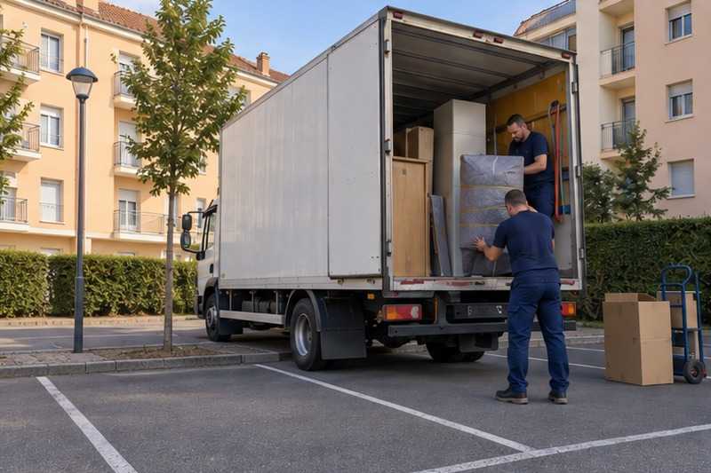 Camion sur un parking de résidence : chantier Rue de l’Obélisque