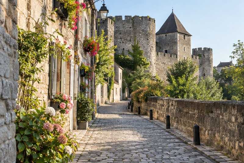 Ruelle pavée au pied des remparts
