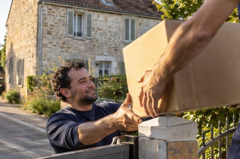 Carton passé par-dessus le portillon : chantier Rue de la Lampe