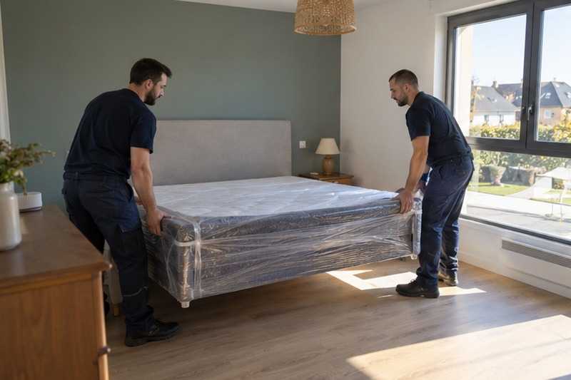 Sommier posé dans la chambre neuve