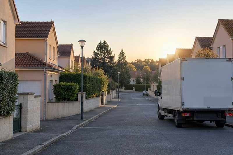 Arrivée du camion au petit matin : chantier Rue Béranger
