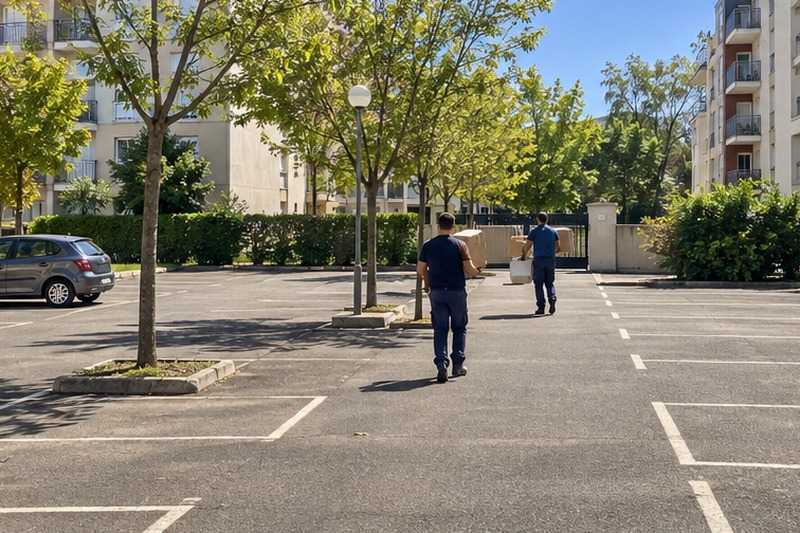 Traversée d’un parking de résidence : chantier Rue Grande Grand Ceriseaux