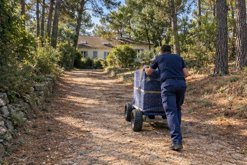 Chemin sablonneux en pente : chantier Rue de By