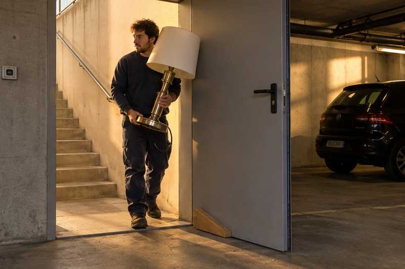 Porte du sous-sol calée : chantier Rue Aveline