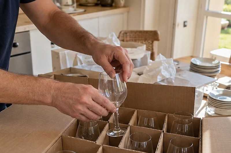 Verres calés dans des alvéoles