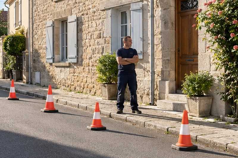 Emplacement libéré attendant le camion : chantier Rue Albert Moreau