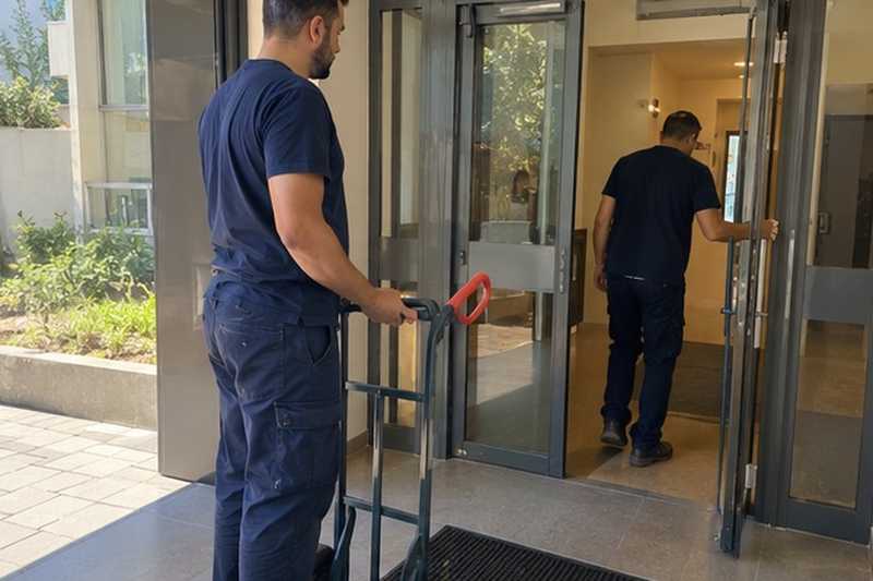 Porte intérieure ouverte par un collègue : chantier Rue Adolphe Thiers