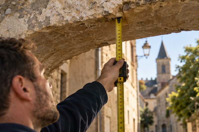 Hauteur du porche mesurée : chantier Rue Alphonse Manceau