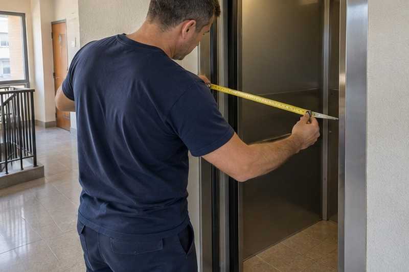 Mesure de la porte d’ascenseur : chantier Rue Charles Gide