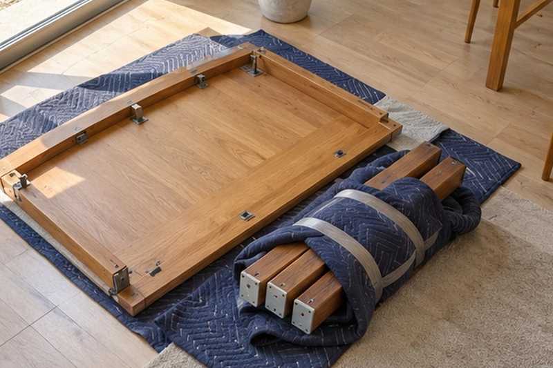 Pieds de table liés en fagot : chantier Rue de la Vallée