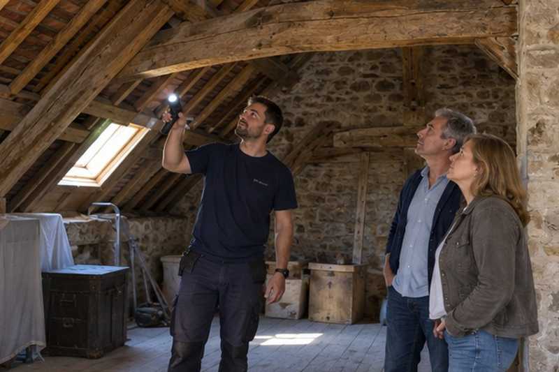 Visite des combles à la lampe