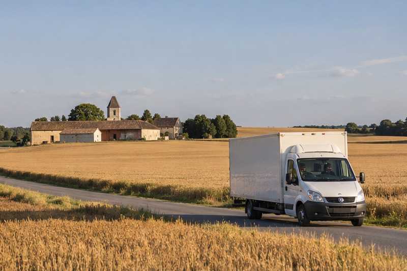 Camion entre les champs du plateau, Verneuil-l'Étang