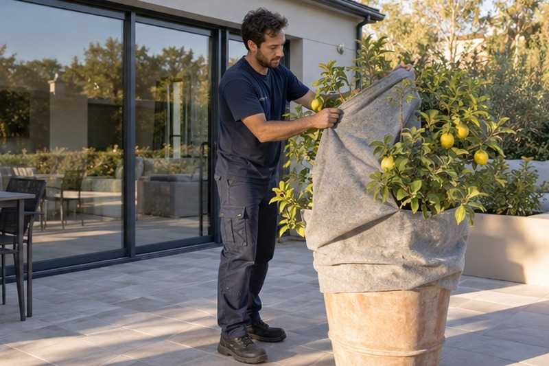 Citronnier en pot emballé : chantier Grande Rue
