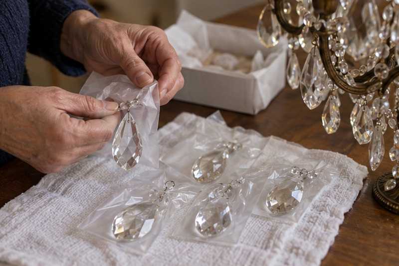 Pampilles de lustre ensachées