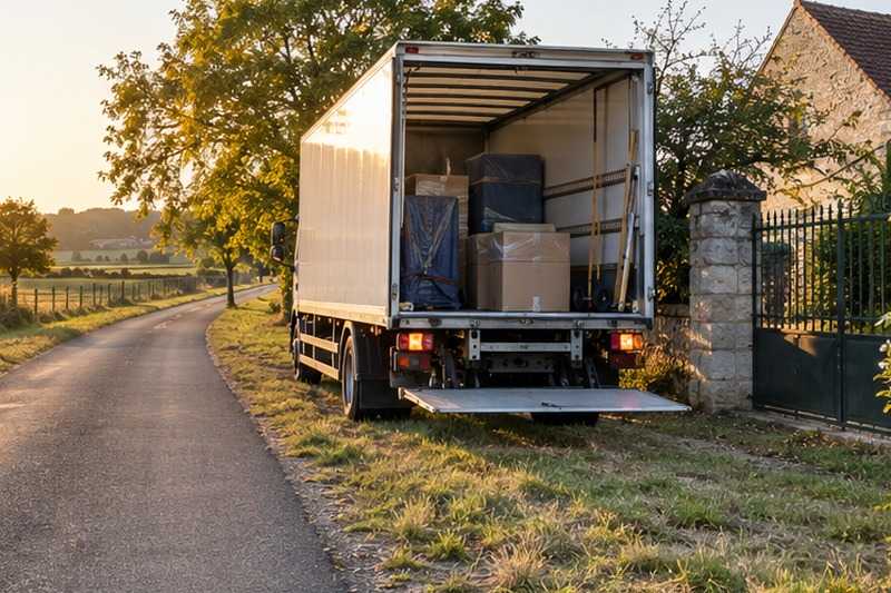 Camion garé sur le bas-côté : chantier Rue Aristide Briand
