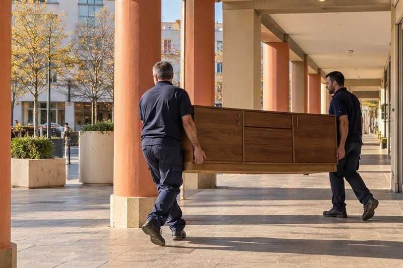 Buffet porté sous les arcades : chantier Rue Bouchard