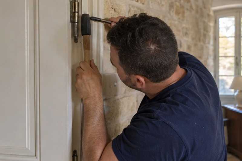 Porte dégondée pour le passage : chantier Avenue Aristide Briand