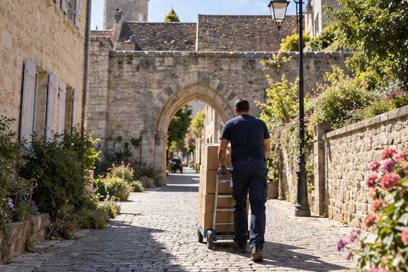 Chariot vers une porte des remparts