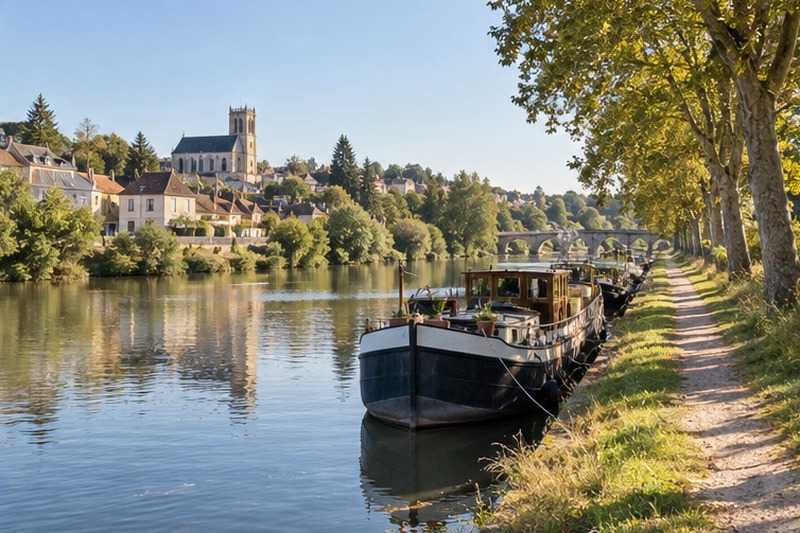 Rivière et péniche amarrée, Villeparisis