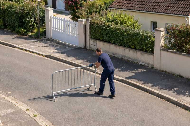 Barrière posée avant l’arrivée : chantier Grande Rue