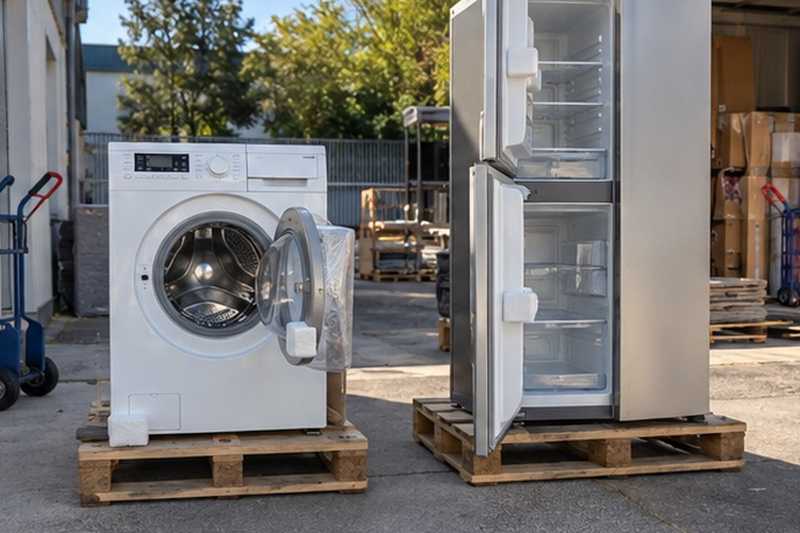 Électroménager stocké portes entrouvertes, Bussy-Saint-Georges