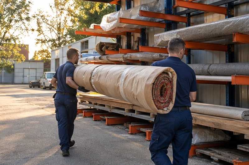 Tapis roulé dans du papier kraft : chantier Rue Alain Peyrefitte