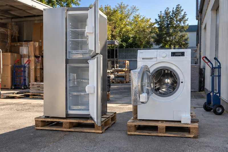 Électroménager stocké portes entrouvertes : chantier Avenue de la Morelle
