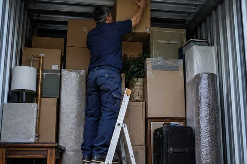 Carton récupéré en hauteur : chantier Rue Antoine Lavoisier