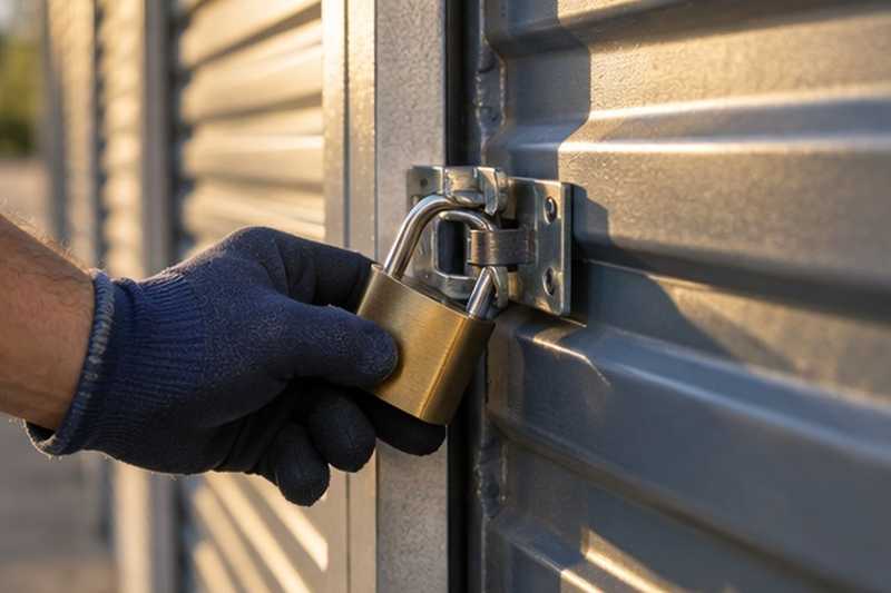 Cadenas posé sur la porte du box