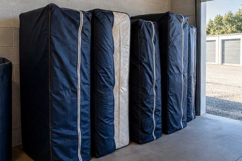 Matelas debout sous housses zippées