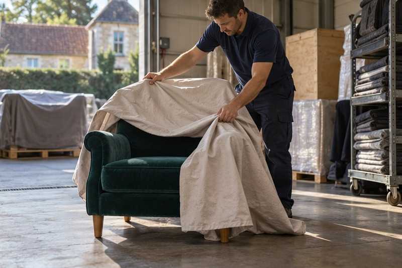 Fauteuil en velours sous housse respirante : chantier Rue Adolphe Retté