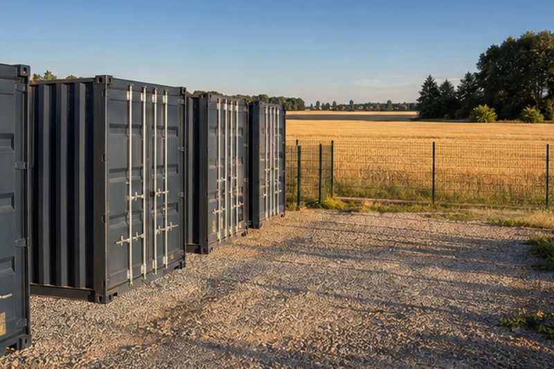 Conteneurs de stockage en bordure de champs : chantier Rue Archimède