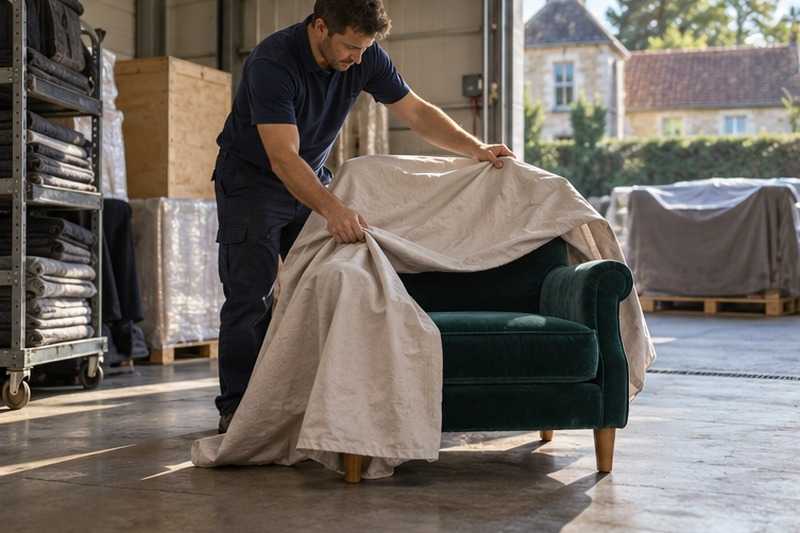 Fauteuil en velours sous housse respirante : chantier Petite Rue Saint-Christophe