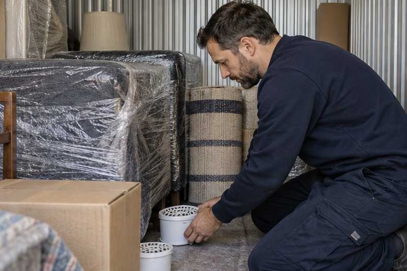 Absorbeurs d’humidité entre les meubles : chantier Immeuble avec ascenseur, quatrième étage