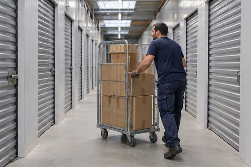 Chariot grillagé dans l’allée des box