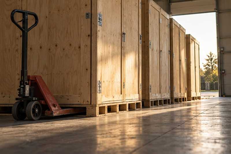 Caissons en contreplaqué sur palettes, Villeparisis