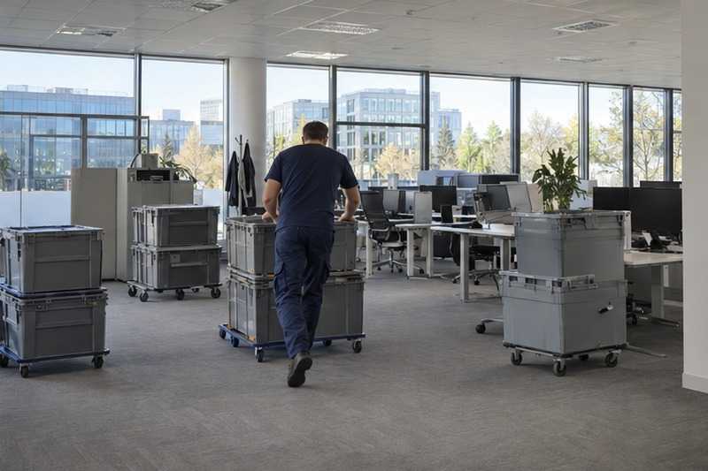 Plateau de bureaux en cours de vidage
